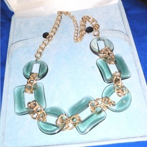 Vintage Chunky Acrylic Links & Gold Plated Chain Necklace